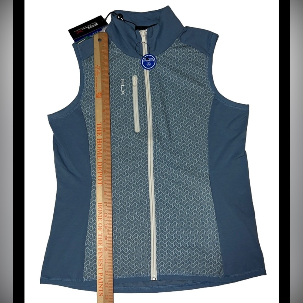 RLX Golf Techy Terry Outerwear Blue Multi Full Zip Vest - Picture 5 of 13